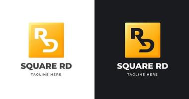 Letter R and D logo design with square geometric shape gold gradient concept luxury for business company vector