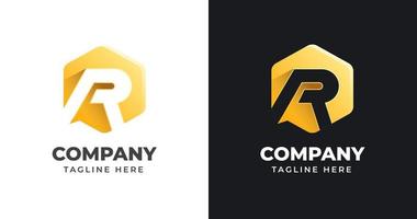 plantilla de diseño de logotipo de letra r con estilo de forma geométrica
