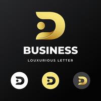 diseño de plantilla de logotipo de letra inicial d con lujo de concepto de degradado dorado para empresa comercial vector