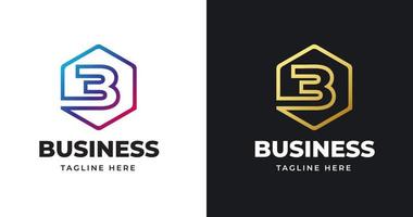 Letter B logo design with square lines geometric shape gold gradient concept luxury for business company vector
