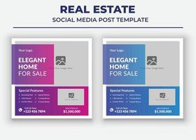 Elegant Home For Sale poster, Real Estate Social Media Template vector