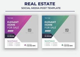 Elegant Home For Sale poster, Real Estate Social Media Template vector