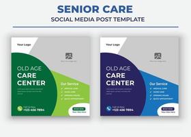 afiche del centro de cuidado de la tercera edad, plantilla de medios sociales para el cuidado de personas mayores, plantilla de medios sociales para el servicio de atención domiciliaria vector
