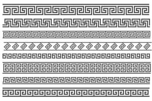 Greek style seamless frames. Geometric border set. Vector ornament pattern. Mediterranean decor elements