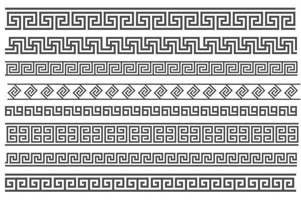 Greek style seamless frames. Geometric border set. Vector ornament pattern. Mediterranean decor elements