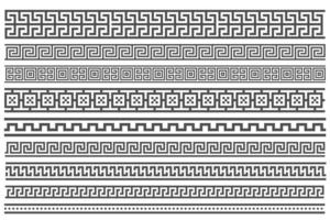 Greek style seamless frames. Geometric border set. Vector ornament pattern. Mediterranean decor elements