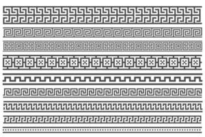 Greek style seamless frames. Geometric border set. Vector ornament pattern. Mediterranean decor elements