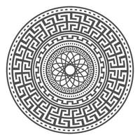 Circle greek mandala design. Round meander borders. Decoration elements patterns. Vector illustration isolated on white background