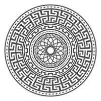 Circle greek mandala design. Round meander borders. Decoration elements patterns. Vector illustration isolated on white background