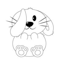 Cute cartoon Rabbit. Draw illustration in black and white vector