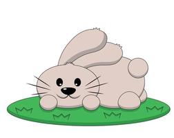 Cute cartoon Rabbit lies on the grass. Draw illustration in color vector