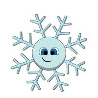 Cute cartoon Snowflake. Draw illustration in color vector