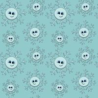 Seamless pattern with cute cartoon smile snowflake vector