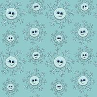 Seamless pattern with cute cartoon smile snowflake vector