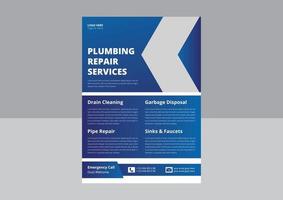 Plumbing Service Flyer Template. Professional plumbing service flyer poster leaflet template. Need A Plumbing Services, Handyman and Plumber Services Flyer. vector