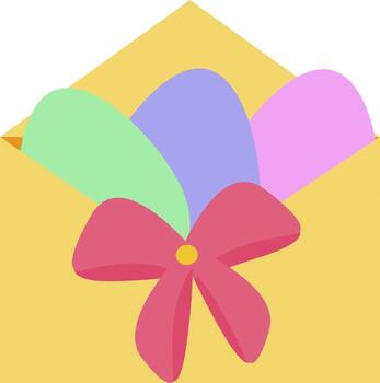 Multi-colored Easter eggs in an envelope vector