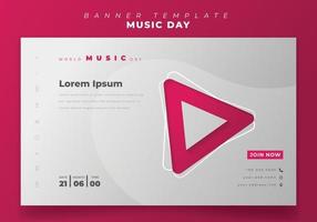 diseño de banner web para el día mundial de la música con un diseño divertido en fondo blanco vector