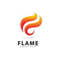 símbolo de logotipo de llama de fuego abstracto con color degradado vector