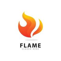 símbolo de logotipo de llama de fuego abstracto con color degradado vector