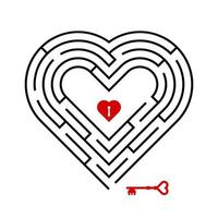 A maze in the shape of a puzzle heart vector