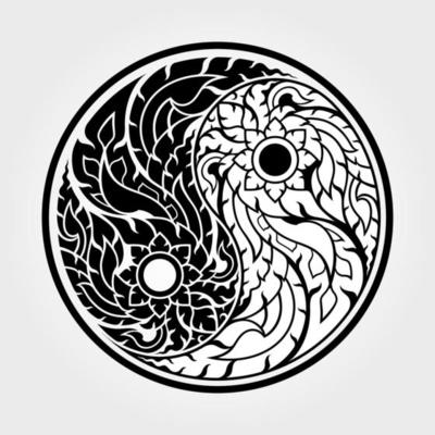 Thai art yin and yang patterns - vector