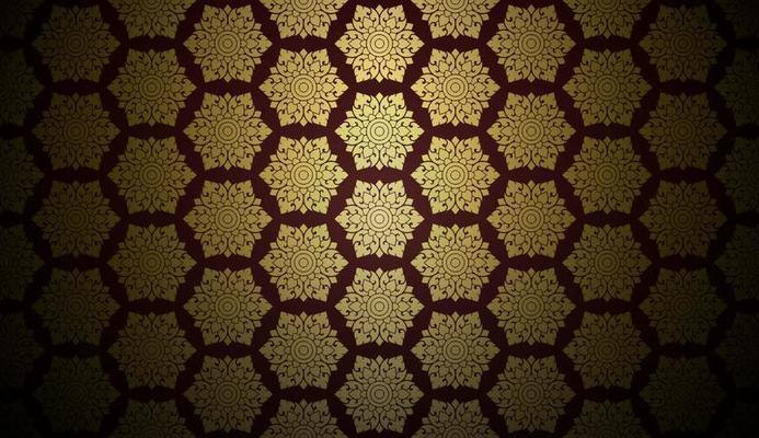Damask Style Thai Art Pattern Background Hexagon Shape