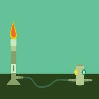 Bunsen burner hooked up to gas nozzle vector
