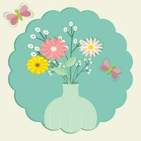spring flowers in a vase vector