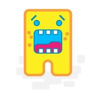 Cute Square Halloween Scare Yellow Monster Flat Design Cartoon for Shirt, Poster, Gift Card, Cover or Logo vector