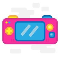 lindo cuadrado rosa oscuro consola portátil o gamebot joystick gamepad dibujos animados de diseño plano para camisa, póster, tarjeta de regalo, portada o logotipo vector