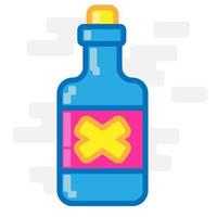 linda caricatura de diseño plano de botella de veneno azul cuadrado para camisa, afiche, tarjeta de regalo, portada o logotipo vector