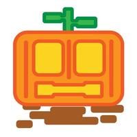 Cute Square Halloween Pumpkin Face Flat Design Cartoon for Shirt, Poster, Gift Card, Cover or Logo vector