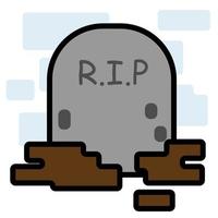 Cute Square Halloween Rest In Peace Tombstone Flat Design Cartoon for Shirt, Poster, Gift Card, Cover or Logo vector
