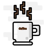 Cute Square Hot Cappucino Coffee Flat Design Cartoon for Shirt, Poster, Gift Card, Cover or Logo vector