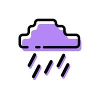 Cute Purple Cloud Flat Design Weather Icon For App Label Vector Illustration