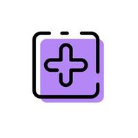 Cute Purple Plus Add Icon Flat Design For App Label Vector Illustration