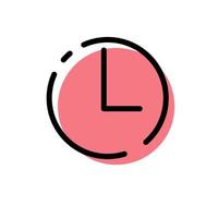 Cute Red Clock for Time Icon Cartoonist Flat Design For App Label Vector Illustration