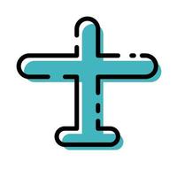 Cute Turquoise Airplane For Flight Mode Icon Flat Design For App Label Vector Illustration