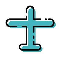 Cute Turquoise Airplane For Flight Mode Icon Flat Design For App Label Vector Illustration