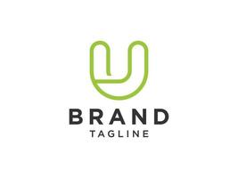 Abstract Initial Letter U Logo. Green Geometric Linear Statistic Style isolated on White Background. Usable for Business and Building Logos. Flat Vector Logo Design Template Element.