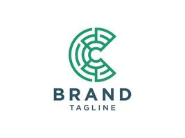 Abstract Initial Letter C Circle Logo. Green Geometric Circular Line isolated on White Background. Usable for Business and Technology Logos. Flat Vector Logo Design Template Element.