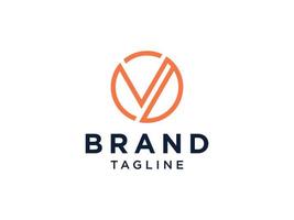 Abstract Initial Letter V Vision Logo. Orange Linear Icon isolated on White Background. Usable for Business and Technology Logos. Flat Vector Logo Design Template Element.
