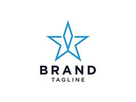 logotipo de estrella. estilo lineal blanco con flecha azul hacia arriba aislado sobre fondo blanco. utilizable para logotipos de negocios y tecnología. elemento de plantilla de diseño de logotipo de vector plano.