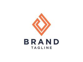 Logotipo abstracto de la visión inicial de la letra v. icono lineal naranja aislado sobre fondo blanco. utilizable para logotipos de negocios y tecnología. elemento de plantilla de diseño de logotipo de vector plano.