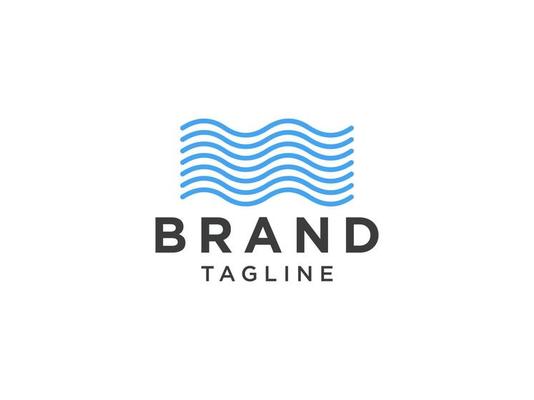 Blue Sea Water Wave Logo Design isolated on White Background. Flat Vector Logo Design Template Element.