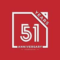 51 Year Anniversary Celebration Logotype Style Design with Linked Number in Square Isolated on Red Background. Happy Anniversary Greeting Celebrates Event Design Illustration vector