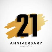 21 Year Anniversary Celebration with Gold Brush Symbol. Happy Anniversary Greeting Celebrates Event Isolated on White Background vector