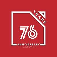 76 Year Anniversary Celebration Logotype Style Design with Linked Number in Square Isolated on Red Background. Happy Anniversary Greeting Celebrates Event Design Illustration vector