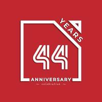 Diseño de estilo de logotipo de celebración de aniversario de 44 años con número vinculado en cuadrado aislado sobre fondo rojo. feliz aniversario saludo celebra evento diseño ilustración vector