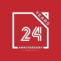 Diseño de estilo de logotipo de celebración de aniversario de 24 años con número vinculado en cuadrado aislado sobre fondo rojo. feliz aniversario saludo celebra evento diseño ilustración vector